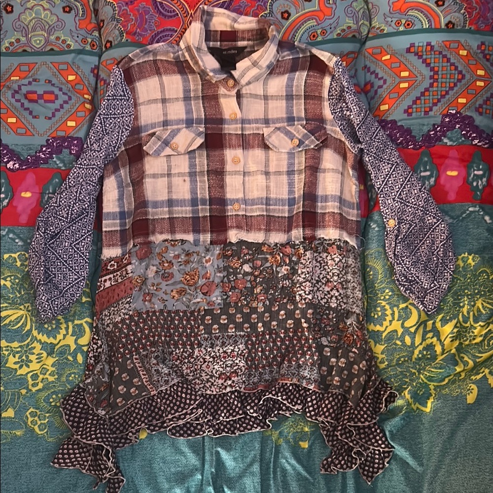 Ali Miles Multicolor Patchwork Blouse
